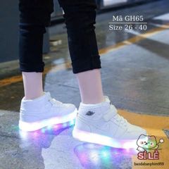 Giày LED Phát Sáng Sạc USB Cho Bé - Màu Trắng GH65, 11 Chế Độ Đèn Chớp Nháy, Giày Thời Trang An Toàn Dành Cho Trẻ Em