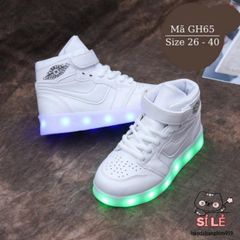 Giày LED Phát Sáng Sạc USB Cho Bé - Màu Trắng GH65, 11 Chế Độ Đèn Chớp Nháy, Giày Thời Trang An Toàn Dành Cho Trẻ Em