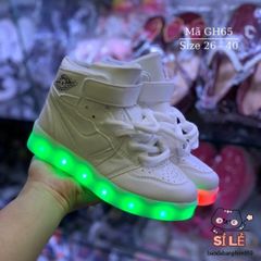 Giày LED Phát Sáng Sạc USB Cho Bé - Màu Trắng GH65, 11 Chế Độ Đèn Chớp Nháy, Giày Thời Trang An Toàn Dành Cho Trẻ Em