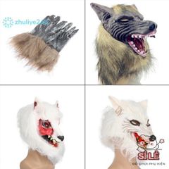 Mặt Nạ Đầu Sói Halloween Kèm Găng Tay - Trang Phục Hóa Trang Đẹp Đáng Sợ Cho Tiệc Cospaly