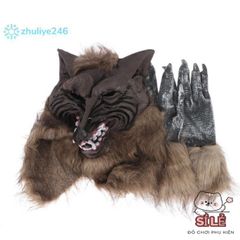 Mặt Nạ Đầu Sói Halloween Kèm Găng Tay - Trang Phục Hóa Trang Đẹp Đáng Sợ Cho Tiệc Cospaly