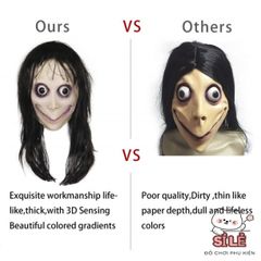 Mặt Nạ Halloween Momo Kinh Dị - Đạo Cụ Cosplay Hóa Trang Cho Nam Nữ, Kích Thước Thoải Mái, Phụ Kiện Tiệc Hóa Trang