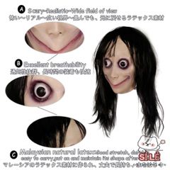 Mặt Nạ Halloween Momo Kinh Dị - Đạo Cụ Cosplay Hóa Trang Cho Nam Nữ, Kích Thước Thoải Mái, Phụ Kiện Tiệc Hóa Trang