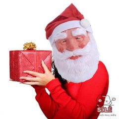 Bộ Đạo Cụ Cosplay Giáng Sinh HOUCHU - Mặt Nạ Ông Già Noel Râu và Mũ 3D, Phụ Kiện Trang Trí Tiệc Giáng Sinh Cho Gia Đình