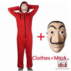 Bộ Trang Phục Hóa Trang Money Heist Đỏ - Cosplay Mặt Nạ Dành Cho Halloween và Sự Kiện Nghệ Thuật, Chất Liệu Cotton Thoáng Khí
