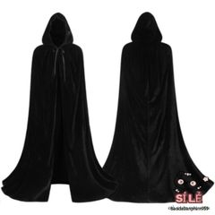Áo Choàng Halloween Đen Có Mũ Trùm - Phù Thủy, Ma Cà Rồng, Thần Chết, Unisex Cosplay, Chất Liệu Polyester Cao Cấp