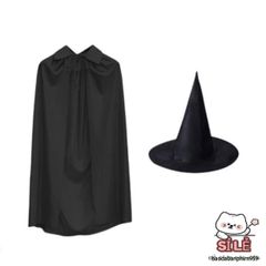 Bộ Áo Choàng và Mũ Phù Thủy Cho Trẻ Em và Người Lớn - Trang Phục Halloween Cosplay Đen Huyền Bí, Phù Hợp Mọi Dịp Lễ Hội