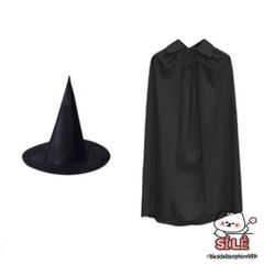 Bộ Áo Choàng và Mũ Phù Thủy Cho Trẻ Em và Người Lớn - Trang Phục Halloween Cosplay Đen Huyền Bí, Phù Hợp Mọi Dịp Lễ Hội