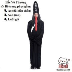 Bộ Trang Phục Hóa Trang Halloween Cương Thi Hắc Bạch và Diêm Vương Pháp Sư Dành Cho Người Lớn - Độc Đáo, Bí Ẩn và Quyến Rũ