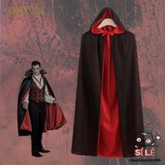 Áo Choàng Hóa Trang Halloween Có Mũ Trùm Đầu - Phù Thủy Đen Đỏ, Dành Cho Tất Cả Lứa Tuổi, Lễ Hội, Cosplay, Tiệc Tùng