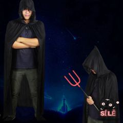 Áo Choàng Hóa Trang Halloween Có Mũ Trùm Đầu - Phù Thủy Đen Đỏ, Dành Cho Tất Cả Lứa Tuổi, Lễ Hội, Cosplay, Tiệc Tùng