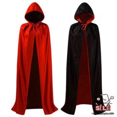 Áo Choàng Hóa Trang Halloween Có Mũ Trùm Đầu - Phù Thủy Đen Đỏ, Dành Cho Tất Cả Lứa Tuổi, Lễ Hội, Cosplay, Tiệc Tùng