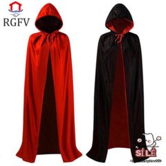 Áo Choàng Halloween Phù Thủy Hai Lớp Unisex - Trang Phục Cosplay Đen Đỏ Cho Lễ Hội Halloween, Tạo Dáng Ấn Tượng