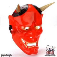 Mặt Nạ Oni Hannya Halloween - Quỷ Vương Hai Sừng, Phụ Kiện Hóa Trang Độc Đáo, Chất Liệu Bền, Lý Tưởng Cho Tiệc Hóa Trang