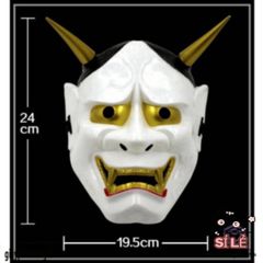 Mặt Nạ Oni Hannya Halloween - Quỷ Vương Hai Sừng, Phụ Kiện Hóa Trang Độc Đáo, Chất Liệu Bền, Lý Tưởng Cho Tiệc Hóa Trang