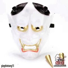 Mặt Nạ Oni Hannya Halloween - Quỷ Vương Hai Sừng, Phụ Kiện Hóa Trang Độc Đáo, Chất Liệu Bền, Lý Tưởng Cho Tiệc Hóa Trang