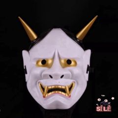 Mặt Nạ Oni Hannya Halloween - Quỷ Vương Hai Sừng, Phụ Kiện Hóa Trang Độc Đáo, Chất Liệu Bền, Lý Tưởng Cho Tiệc Hóa Trang