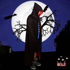 Áo Choàng Halloween Huyền Bí Hai Mặt - Phù Thủy Unisex Cho Người Lớn, Trang Phục Hóa Trang Lễ Hội Vui Nhộn, Đen và Đỏ