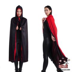Áo Choàng Halloween Huyền Bí Hai Mặt - Phù Thủy Unisex Cho Người Lớn, Trang Phục Hóa Trang Lễ Hội Vui Nhộn, Đen và Đỏ