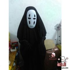 Bộ Cosplay Vô Diện Kaonashi - Áo Choàng Đen, Mặt Nạ và Găng Tay Cho Halloween và Lễ Hội Hóa Trang, Dành Cho Tất Cả Độ Tuổi
