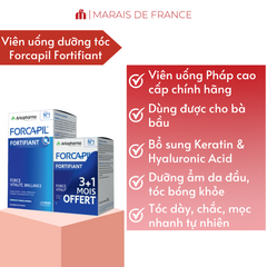 Viên uống hỗ trợ mọc tóc và dưỡng móng Forcapil Arkopharma Pháp - Giải pháp chăm sóc tóc chắc khỏe, giảm rụng, bổ sung Vitamin và khoáng chất.