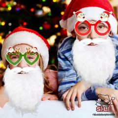 Áo Râu Giả Ông Già Noel Trắng - Phụ Kiện Cosplay Lễ Hội Giáng Sinh, Dễ Dàng Mặc, Bộ Trang Phục Vui Tươi cho Tiệc Kỳ Cục