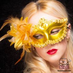 Mặt Nạ Hoa Huệ Đính Kim Cương Giả Với Lông Vũ - Phụ Kiện Tiệc Cưới và Halloween, Trang Điểm Sáng Tạo, Biểu Diễn
