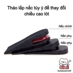 Bộ 2 Miếng Lót Giày Tăng Chiều Cao Đệm Khí Cho Nam Nữ - Tùy Chọn 3cm, 5cm, 7cm - Thoải Mái, Thể Thao, Năng Động