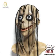 Mặt Nạ Halloween Độc Đáo Tóc Dài - Phụ Kiện Hóa Trang Dễ Thương, Thiết Kế Miệng Chữ V Cho Tiệc Roleplay