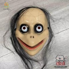 Mặt Nạ Halloween Độc Đáo Tóc Dài - Phụ Kiện Hóa Trang Dễ Thương, Thiết Kế Miệng Chữ V Cho Tiệc Roleplay