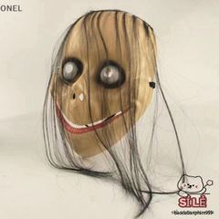Mặt Nạ Halloween Kinh Dị V-Shape Tóc Dài - Khẩu Trang Onel Momo Thú Vị, Phụ Kiện Hóa Trang Party Cosplay Rùng Rợn