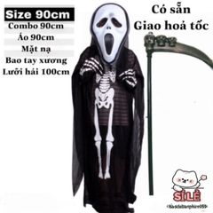 Bộ trang phục Halloween Thần Chết - Áo choàng, Mặt nạ, Lưỡi hái và Găng tay - Thế giới ma quái cho bữa tiệc hóa trang