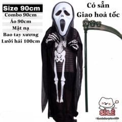 Bộ trang phục Halloween Thần Chết - Áo choàng, Mặt nạ, Lưỡi hái và Găng tay - Thế giới ma quái cho bữa tiệc hóa trang