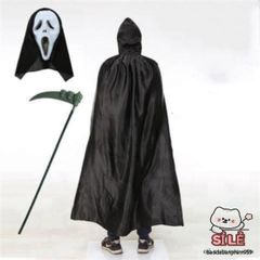 Bộ Trang Phục Halloween Thần Chết - Áo Choàng, Mặt Nạ & Lưỡi Hái Huyền Bí, Phụ Kiện Dự Tiệc Thú Vị Cho Mùa Lễ Hội