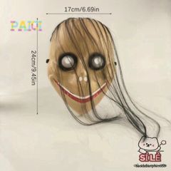 Mặt Nạ Halloween Ngộ Nghĩnh U & X Tóc Dài - Trang Trí Dịp Lễ Kinh Dị, Phụ Kiện Hóa Trang Thú Vị Cho Tiệc Tùng