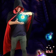 Áo Choàng Vương Giả Đỏ cho Halloween - Trang Phục Cosplay Ma Quái, Phù Thủy Kèm Vương Miện và Phụ Kiện Bắt Mắt