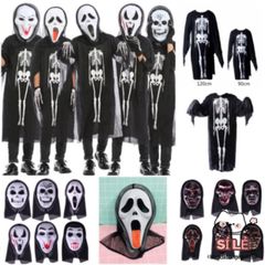 Bộ Trang Phục Xương Ma Đen Kèm Mặt Nạ - Thời Trang Halloween Cosplay Độc Đáo, Phong Cách Bí Ẩn Cho Dịp Lễ Hội