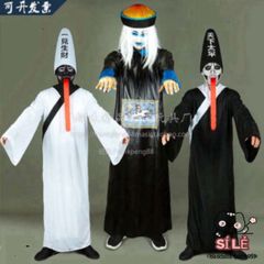 Bộ Trang Phục Cương Thi Halloween Kèm Mặt Nạ và Tóc Giả Thầy Pháp Sư - Phụ Kiện Hóa Trang Độc Đáo cho Tiệc Halloween