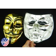Mặt Nạ Vàng Mạ Bạc Hacker Guy Fawkes - Phụ Kiện Hóa Trang Huyền Bí Cho Halloween và Lễ Hội