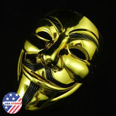 Mặt Nạ Vàng Mạ Bạc Hacker Guy Fawkes - Phụ Kiện Hóa Trang Huyền Bí Cho Halloween và Lễ Hội