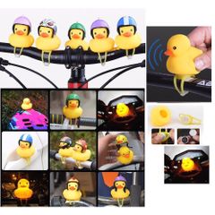Vịt Vàng Gắn Xe Đội Nón Bảo Hiểm - Đồ Chơi Phát Sáng LED và Bóp Kêu Dành Cho Bé - Quà Tặng Dễ Thương