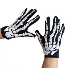Găng Tay Họa Tiết Xương Trắng - Phụ Kiện Thời Trang Cá Tính Cho Trẻ Em và Người Lớn, Thiết Kế Độc Đáo, Chất Liệu Vải Thông Thoáng