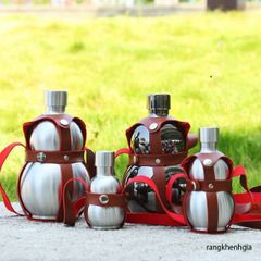 Bình Hồ Lô Inox 304 Sang Trọng 2 Lít Kèm Túi Bảo Vệ - Đồ Uống Du Lịch An Toàn, Chất Liệu Bền Bỉ