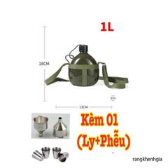 Bình Nhôm Xanh Truyền Thống 3L - Bình Đựng Nước Chất Liệu Bền, Kèm Dây Đeo Tiện Lợi và Phễu Cho Những Chuyến Đi Mở Rộng