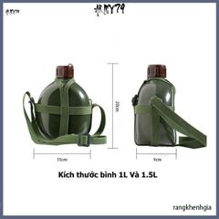 Bình Nhôm Xanh Truyền Thống 1,2L Chắc Chắn - Bình Đựng Nước Du Lịch An Toàn với Dây Đeo Tiện Lợi, Quà Tặng Cho Phái Mạnh