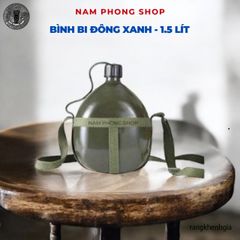 Bình Bi Đông Nhôm Xanh Cổ Điển - Đựng Nước, Rượu Cho Cắm Trại, Phiêu Lưu - Thiết Kế Nắp Xoáy Chắc Chắn, Kèm Bao Đựng Tiện Lợi