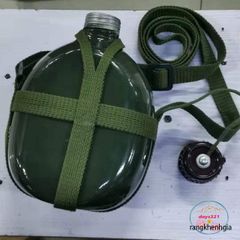 Bình Tông Nhôm Xanh Cổ Điển Hình Lính - Đồ Uống Dã Ngoại Hoàn Hảo Cho Phượt Và Chuyến Đi Rừng