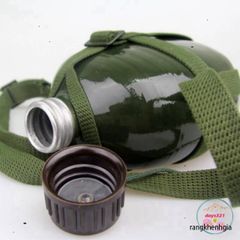 Bình Tông Nhôm Cổ Điển Xanh Lính - Đựng Nước, Rượu Thời Thượng Cho Phượt Thủ Và Dã Ngoại