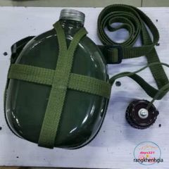 Bình Tông Nhôm Cổ Điển Xanh Lính - Đựng Nước, Rượu Thời Thượng Cho Phượt Thủ Và Dã Ngoại