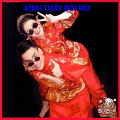Kính Mát Mặt Tròn Unisex - Phong Cách Cổ Trang Trung Hoa, Bảo Vệ UV400, Thời Trang Đám Cưới, Gọn Nhẹ, Xu Hướng Tết